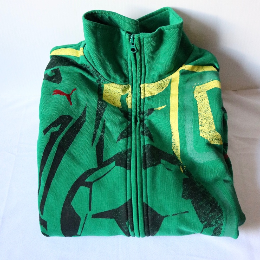 PUMA Green Cameroun Full Zip Soccer/Football Sweater Track Jacket Mens Large